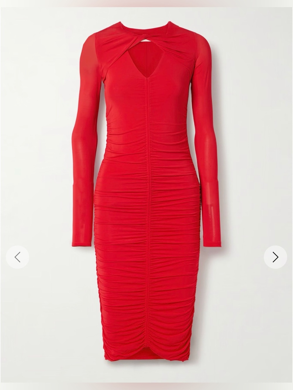 Isabel Marant Red Volgane Long Sleeve Ruched Midi Dress Size FR 44 ~US 12